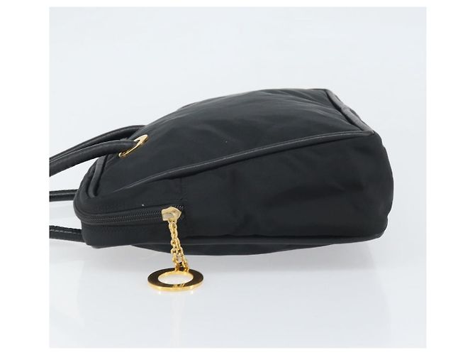 Céline Borsa a mano Celine Circle in nylon nero e oro Auth 168970 D'oro - vista 4