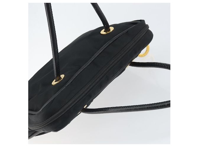 Céline Borsa a mano Celine Circle in nylon nero e oro Auth 168970 D'oro - vista 6