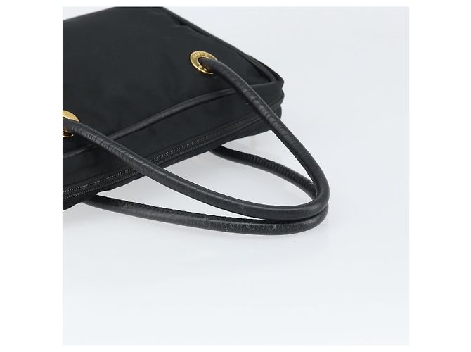 Céline Borsa a mano Celine Circle in nylon nero e oro Auth 168970 D'oro - vista 7