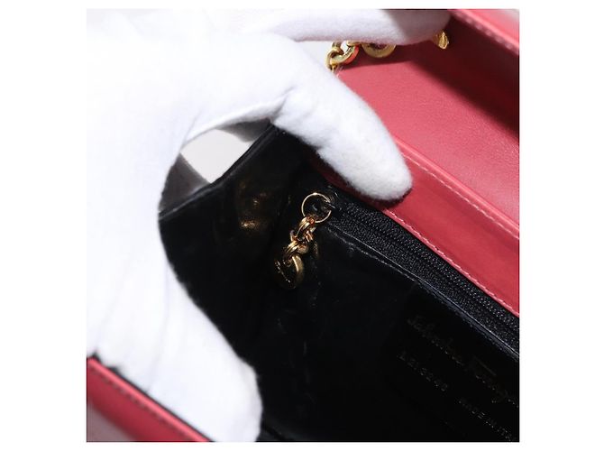 Borsa a spalla a catena Salvatore Ferragamo in pelle rosa oro Auth 169714 - vista 19