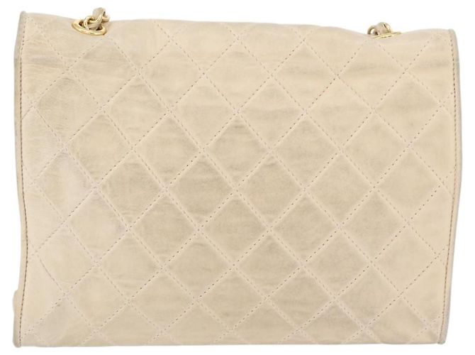 CHANEL Borsa a Spalla Matelassé in Pelle di Agnello Beige Oro CC Auth BA10672 D'oro - vista 2
