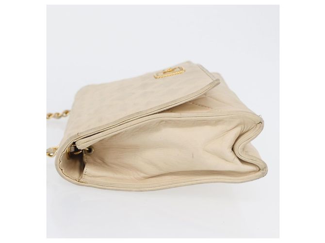 CHANEL Borsa a Spalla Matelassé in Pelle di Agnello Beige Oro CC Auth BA10672 D'oro - vista 4