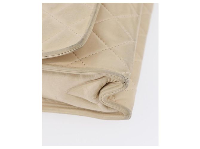 CHANEL Borsa a Spalla Matelassé in Pelle di Agnello Beige Oro CC Auth BA10672 D'oro - vista 8