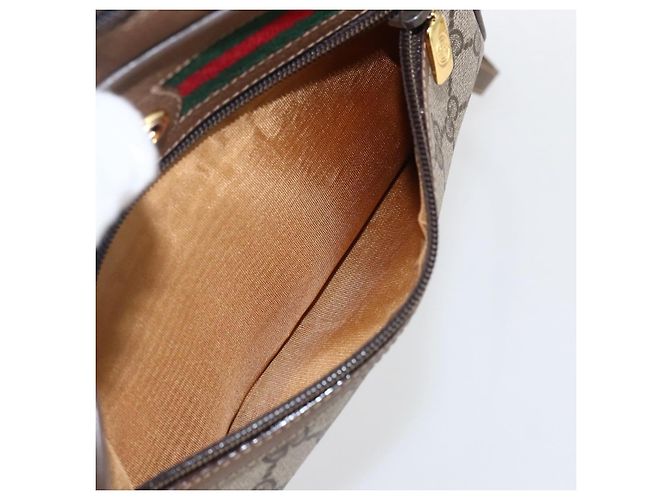 Borsa Sherry Line GG Supreme Web di GUCCI in PVC beige e oro 56 02 087 Auth BA10727 D'oro - vista 11