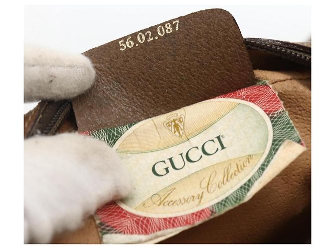 Borsa Sherry Line GG Supreme Web di GUCCI in PVC beige e oro 56 02 087 Auth BA10727 D'oro - vista 12