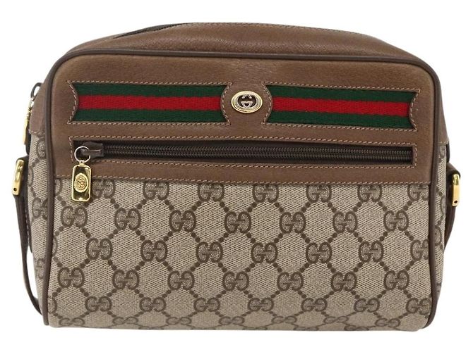 Borsa Sherry Line GG Supreme Web di GUCCI in PVC beige e oro 56 02 087 Auth BA10727 D'oro - vista 13