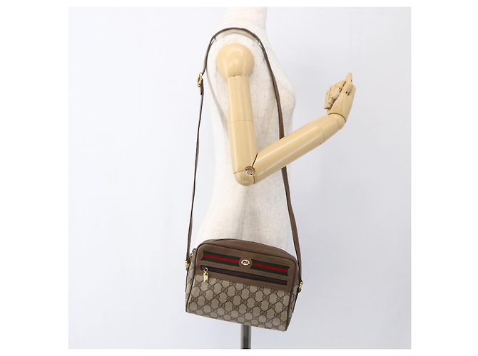 Borsa Sherry Line GG Supreme Web di GUCCI in PVC beige e oro 56 02 087 Auth BA10727 D'oro - vista 22