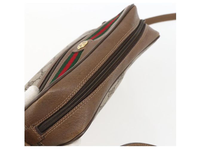 Borsa Sherry Line GG Supreme Web di GUCCI in PVC beige e oro 56 02 087 Auth BA10727 D'oro - vista 6