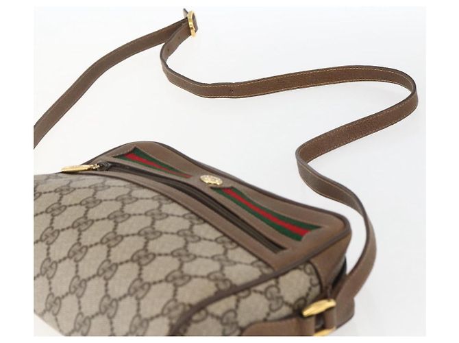Borsa Sherry Line GG Supreme Web di GUCCI in PVC beige e oro 56 02 087 Auth BA10727 D'oro - vista 8