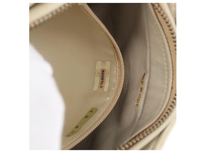 CHANEL Borsa a Spalla Matelassé in Pelle di Agnello Avorio Oro CC Auth 170897 D'oro Crudo - vista 11