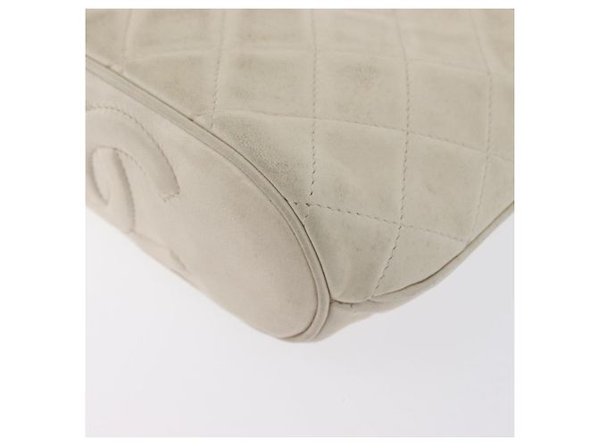 CHANEL Borsa a Spalla Matelassé in Pelle di Agnello Avorio Oro CC Auth 170897 D'oro Crudo - vista 15