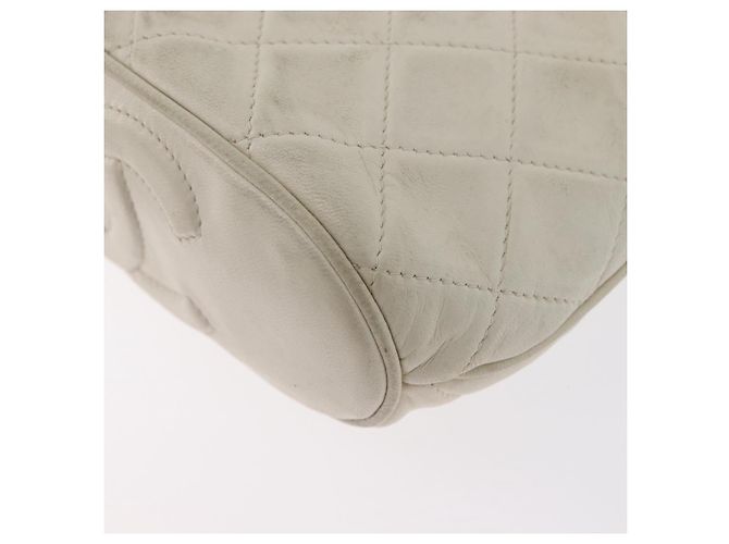 CHANEL Borsa a Spalla Matelassé in Pelle di Agnello Avorio Oro CC Auth 170897 D'oro Crudo - vista 17