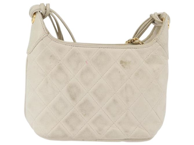 CHANEL Borsa a Spalla Matelassé in Pelle di Agnello Avorio Oro CC Auth 170897 D'oro Crudo - vista 2