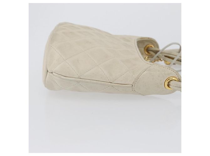 CHANEL Borsa a Spalla Matelassé in Pelle di Agnello Avorio Oro CC Auth 170897 D'oro Crudo - vista 4