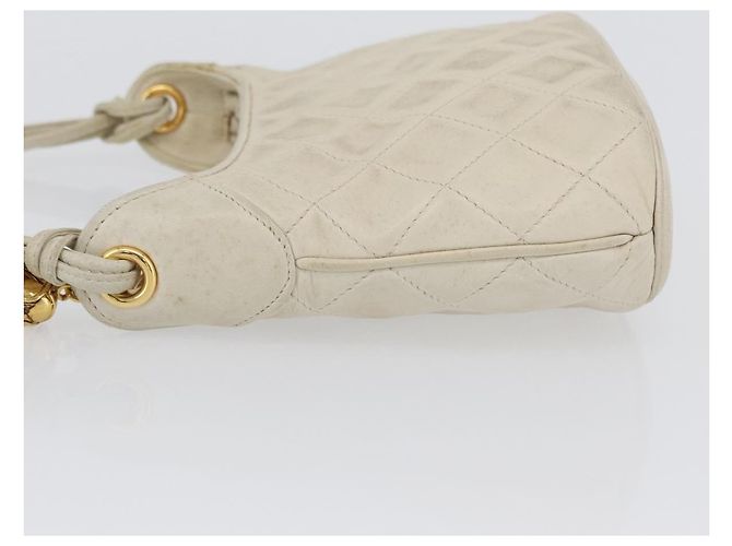 CHANEL Borsa a Spalla Matelassé in Pelle di Agnello Avorio Oro CC Auth 170897 D'oro Crudo - vista 5