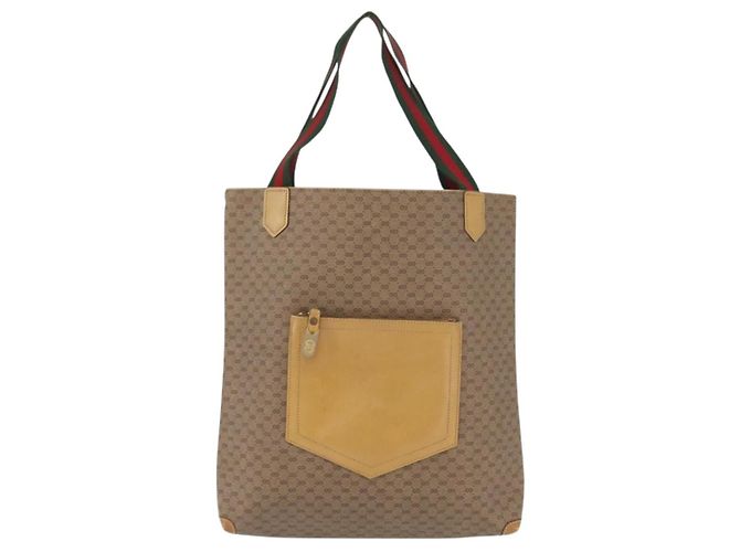 Borsa tote in PVC beige oro e rosso della linea Sherry di GUCCI Micro GG Supreme Auth ka2297 D'oro - vista 13