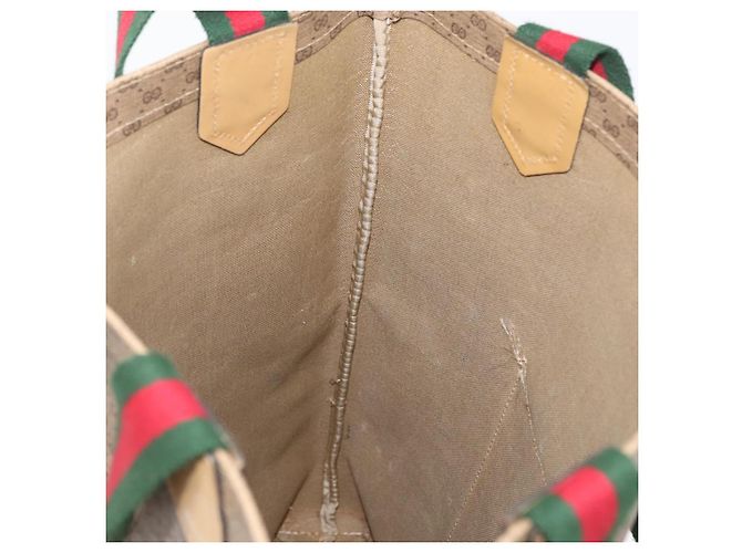 Borsa tote in PVC beige oro e rosso della linea Sherry di GUCCI Micro GG Supreme Auth ka2297 D'oro - vista 18