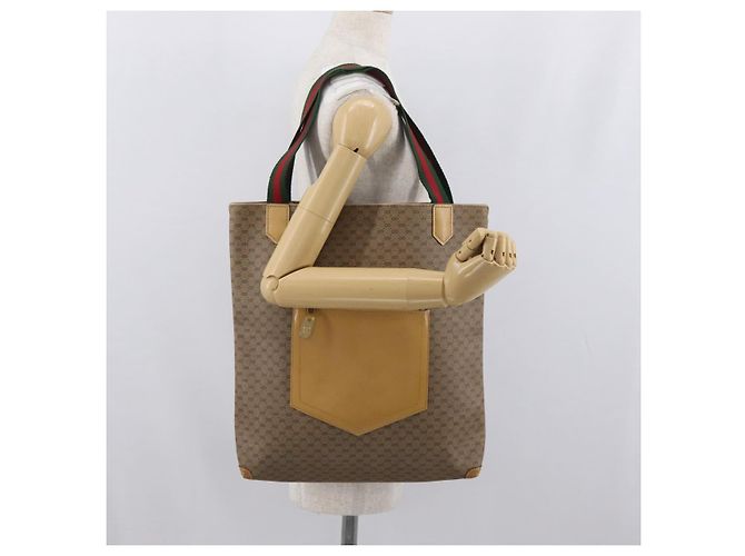 Borsa tote in PVC beige oro e rosso della linea Sherry di GUCCI Micro GG Supreme Auth ka2297 D'oro - vista 20