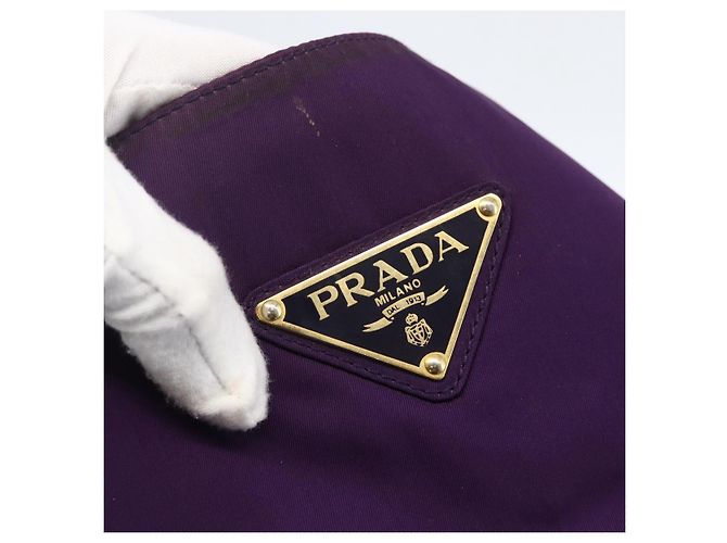 PRADA Borsa a mano in nylon viola oro Auth ti3637 D'oro Porpora - vista 10