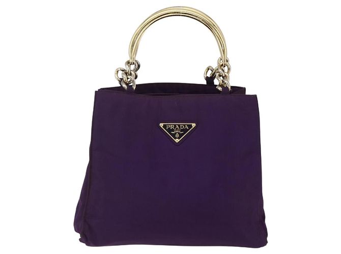 PRADA Borsa a mano in nylon viola oro Auth ti3637 D'oro Porpora - vista 13