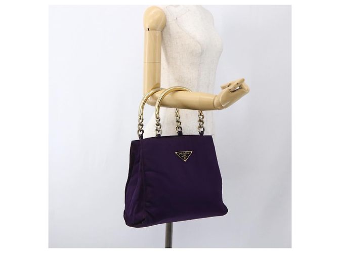 PRADA Borsa a mano in nylon viola oro Auth ti3637 D'oro Porpora - vista 23
