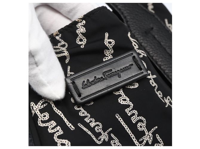 Borsa Tote Salvatore Ferragamo in nylon nero Auth BA10660V - vista 10