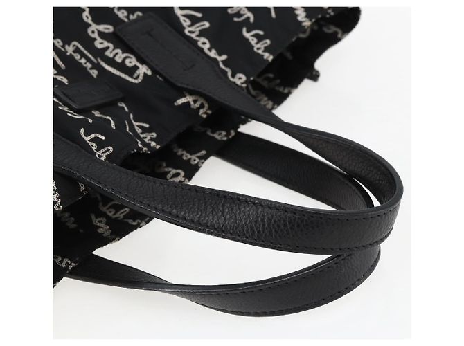 Borsa Tote Salvatore Ferragamo in nylon nero Auth BA10660V - vista 7