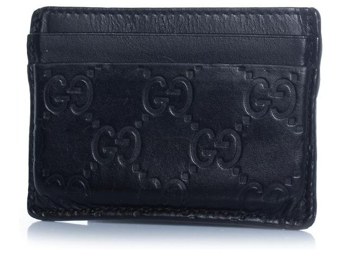 Gucci, schwarzer Leder-Kartenhalter mit geprägtem Monogramm - Ansicht 2