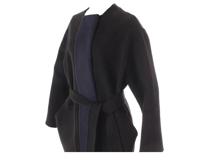 Cappotto Hermès in lana blu navy - vista 7