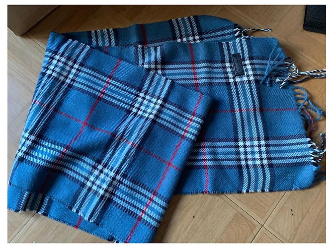 Autre Marque Sciarpa Burberry a quadri in lana d'agnello Nero Bianco Rosso Blu - vista 2