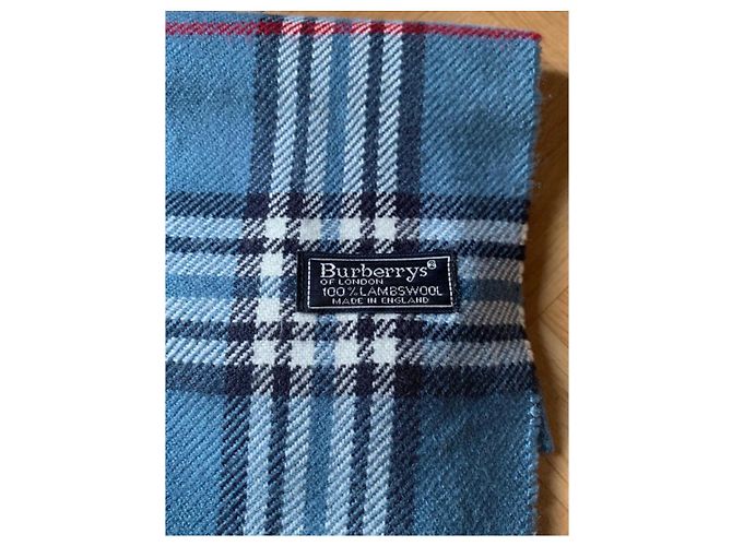 Autre Marque Sciarpa Burberry a quadri in lana d'agnello Nero Bianco Rosso Blu - vista 3