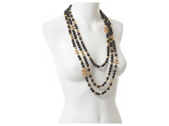 Timeless Collana dichiarativa a specchio nero e oro extra lunga 4 CC 3 fili Airlines 16S di Chanel D'oro - vista 3
