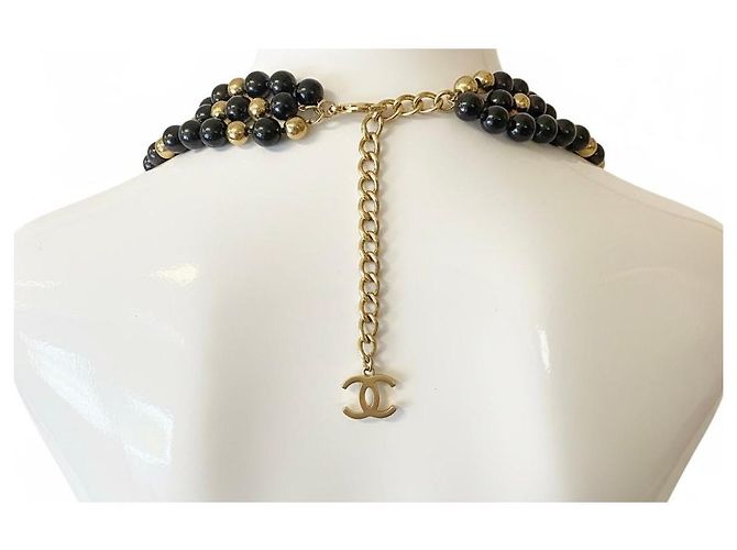 Timeless Collana dichiarativa a specchio nero e oro extra lunga 4 CC 3 fili Airlines 16S di Chanel D'oro - vista 9