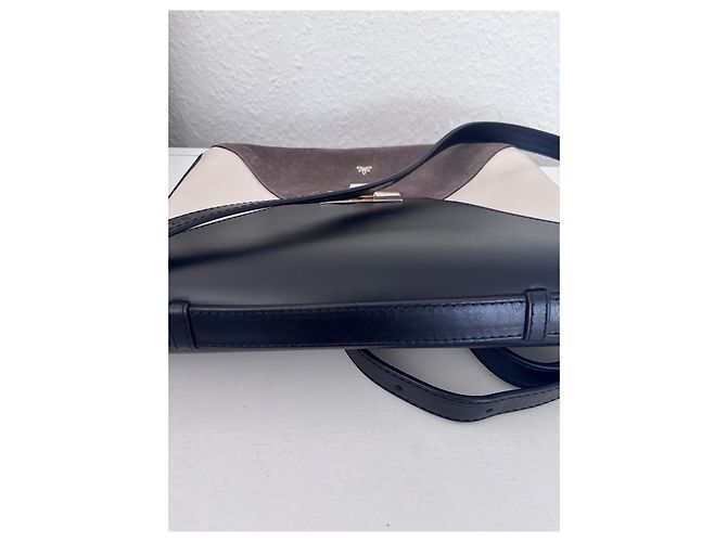 Autre Marque Borsa in pelle e camoscio Damelier London Nero Bianco Grigio - vista 6