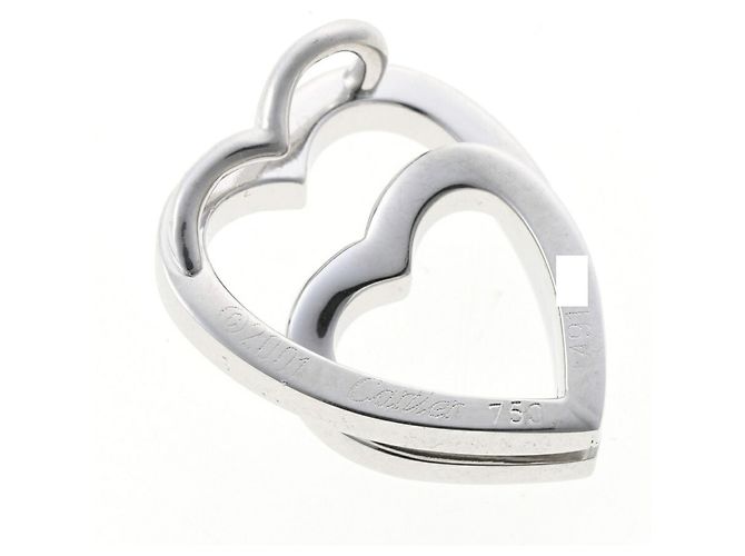 Pendente Cuore Intrecciato Cartier in Oro Bianco D'oro - vista 2