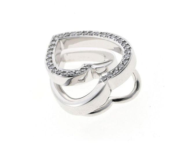 Pendente Cuore Intrecciato Cartier in Oro Bianco D'oro - vista 3