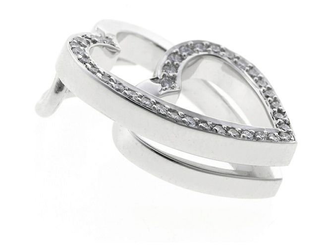 Pendente Cuore Intrecciato Cartier in Oro Bianco D'oro - vista 4