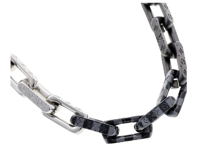 Louis Vuitton Damier Halskette Schwarz Silber - Ansicht 4