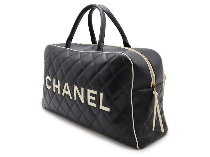 Borsa Boston in pelle matelassé Chanel Nero - vista 2