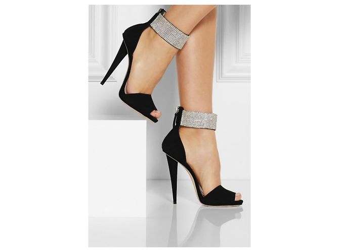 Giuseppe Zanotti crystal-cuff ankle strap heels Black - view 9