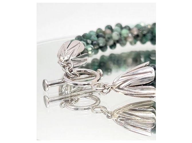 Autre Marque Pulseira de pérolas de esmeralda em prata 925 Verde - vista 2