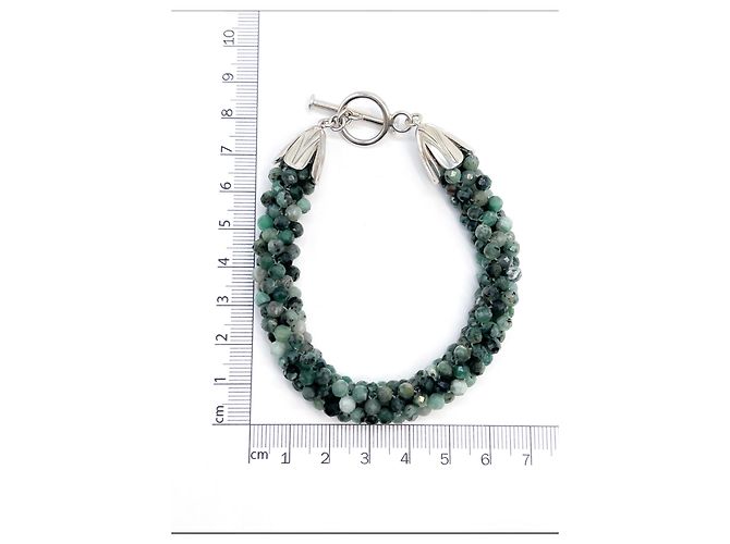 Autre Marque Pulseira de pérolas de esmeralda em prata 925 Verde - vista 4