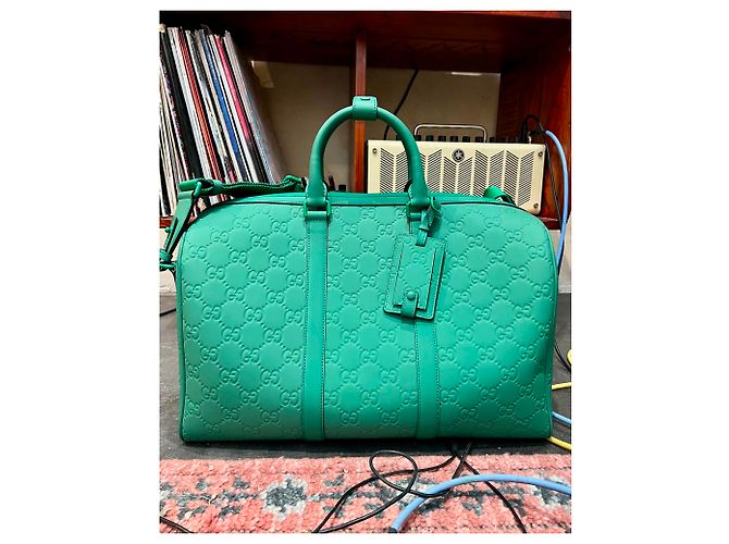 Gucci Borsa da Viaggio Grande con Monogramma GG Verde - vista 2