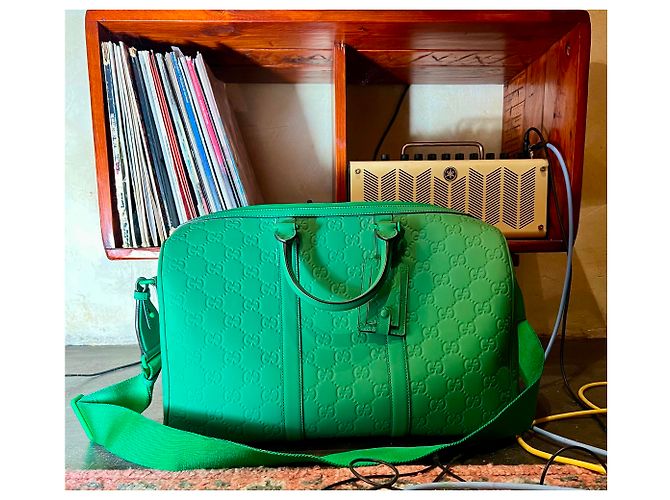Gucci Borsa da Viaggio Grande con Monogramma GG Verde - vista 3