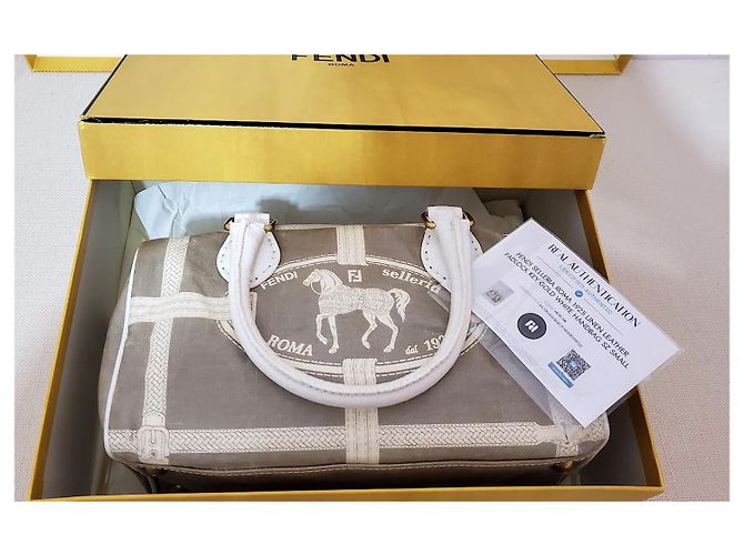 Fendi Borsa a mano Selleria Horse Bianco Crudo - vista 12
