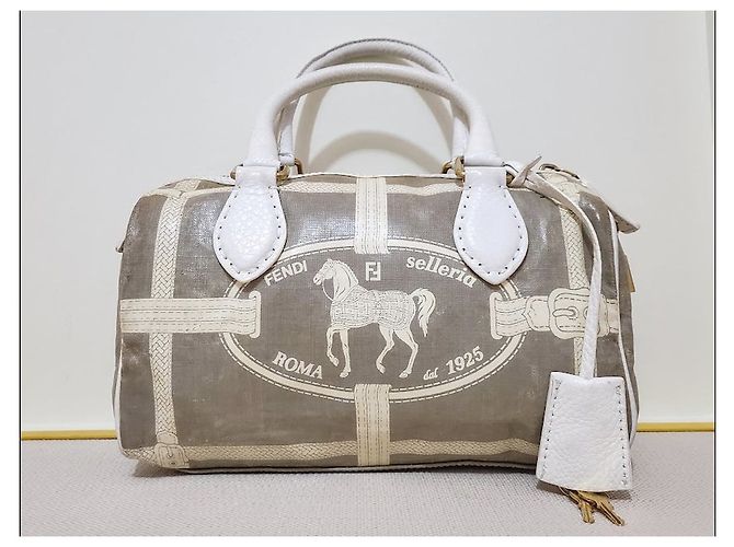 Fendi Borsa a mano Selleria Horse Bianco Crudo - vista 14