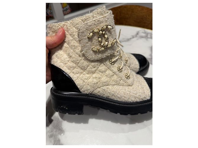 Botines Chanel de Tweed y Cuero Charol 39 - vista 11