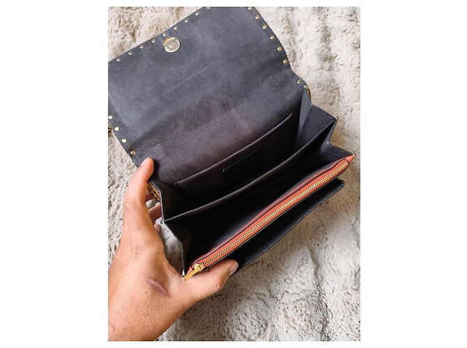 Borsa a spalla Coach in pelle nera e tela monogrammata Marrone Nero Multicolore - vista 4