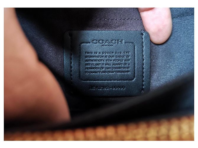 Borsa a spalla Coach in pelle nera e tela monogrammata Marrone Nero Multicolore - vista 5