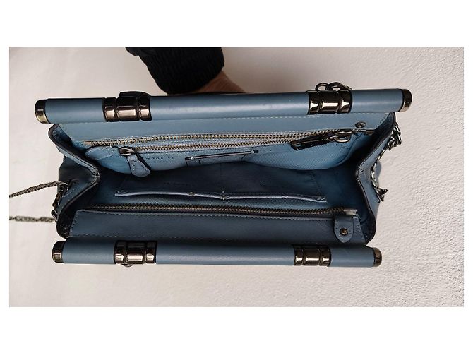 Borsa in pelle blu Coach - vista 5